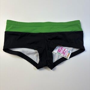 NWT Billabong Black & Green Bikini Bottoms Size M Low Rise Surf Swim shorts 💚